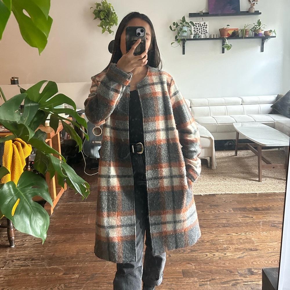 MAX STUDIO Brown Plaid Overcoat